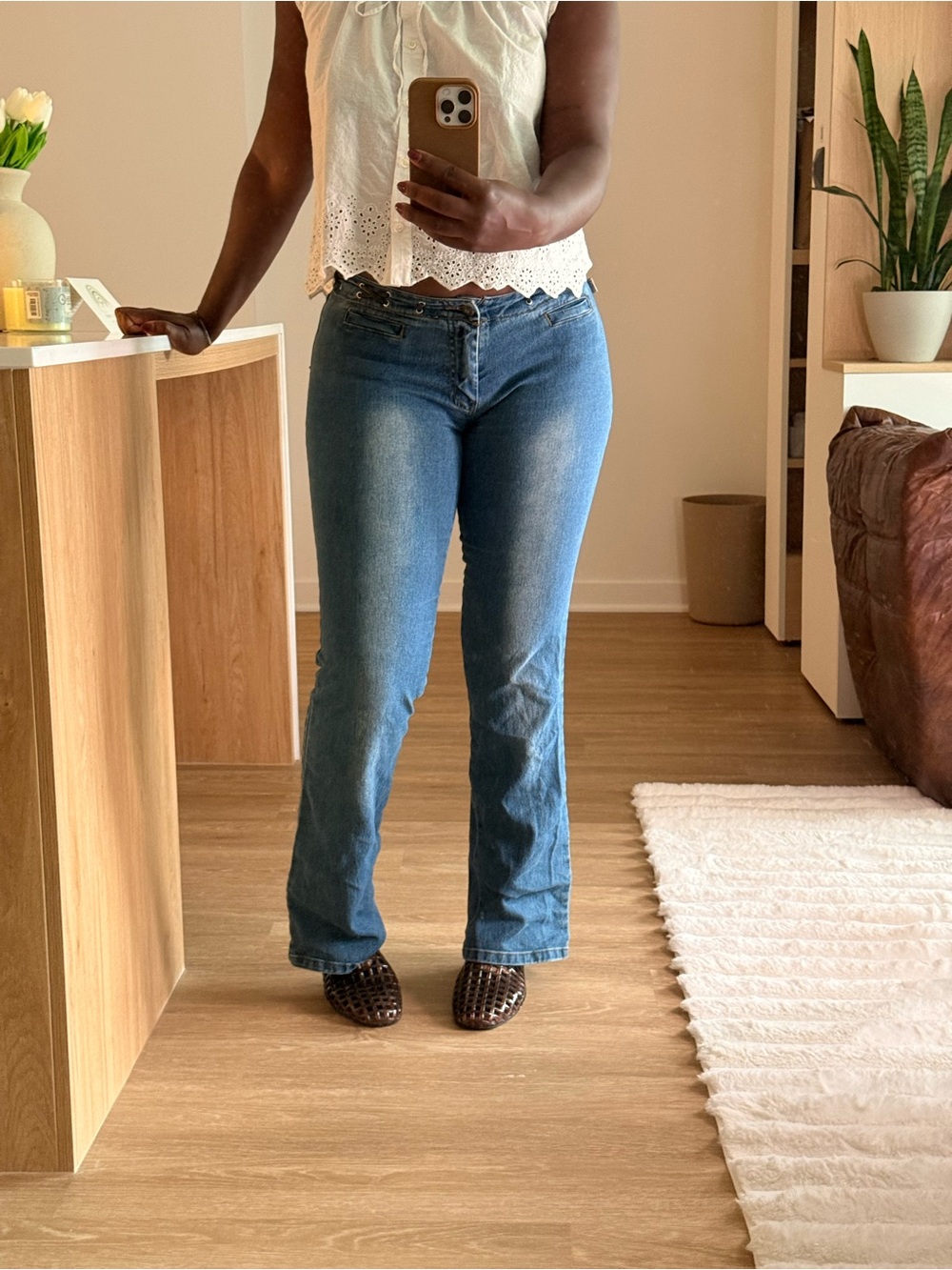 Women's Blue Bootcut Jeans - Classic Mid Wash